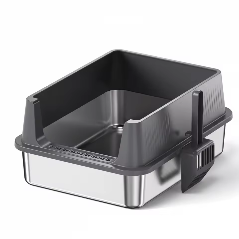 High-Sided Stainless Steel Cat Litter Box